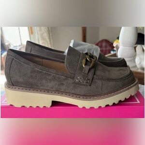 Corkys Gray and Gold Flats with Chain Detail